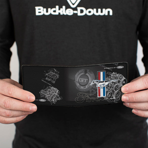 Buckle Down Bi-Fold Wallet - Mustang Tri-Bar Stripe GT Motor Blueprint