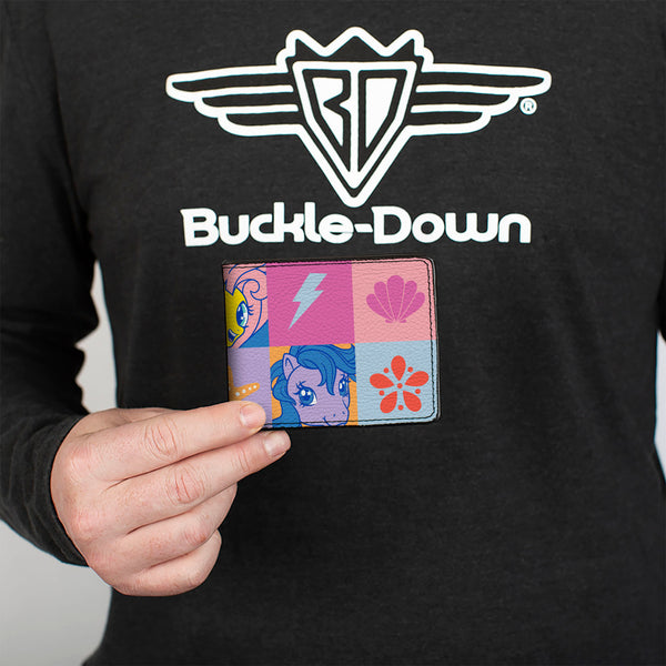 Buckle Down Bi-Fold Wallet - My Little Pony Faces And Cutie Mark Blocks Multi Color