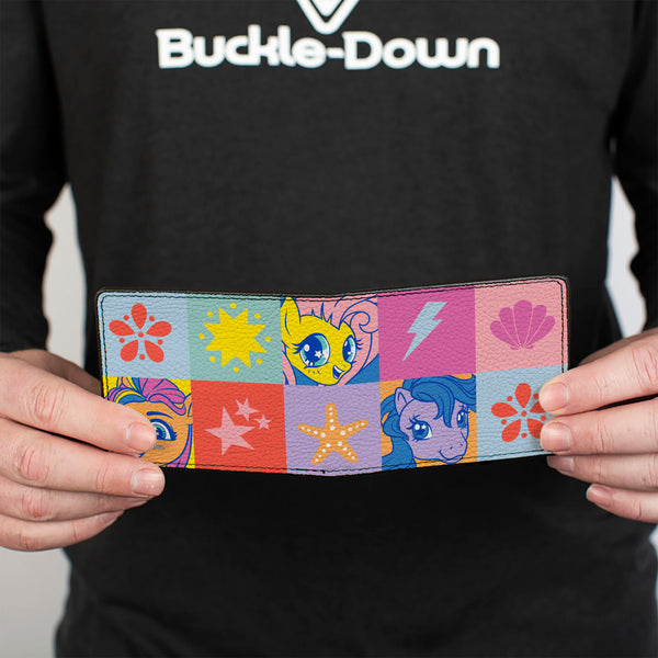 Buckle Down Bi-Fold Wallet - My Little Pony Faces And Cutie Mark Blocks Multi Color