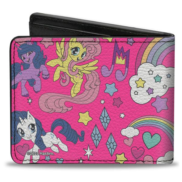 Buckle Down Bi-Fold Wallet - My Little Pony Five Ponies And Cutie Marks Collage Pink/Multi Color