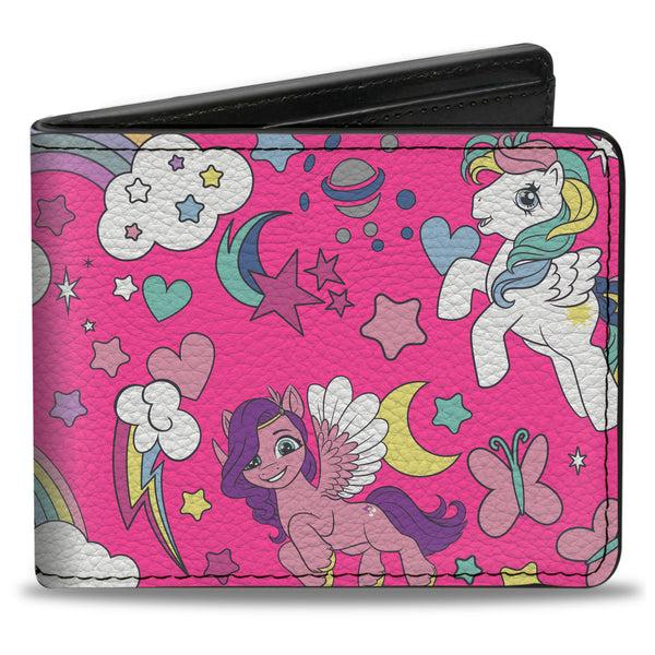 buckle down Bi-Fold Wallet - My Little Pony Five Ponies and Cutie Marks Collage Pink/Multi Color
