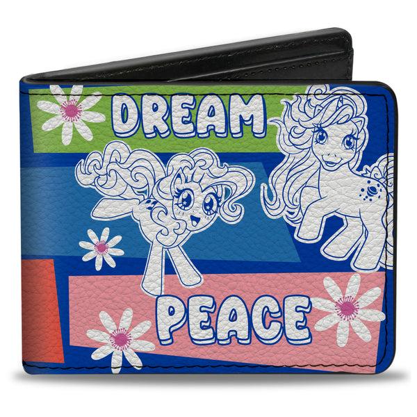 buckle down Bi-Fold Wallet - MY LITTLE PONY Three Ponies Trait Text Blocks Blue/Multi Color