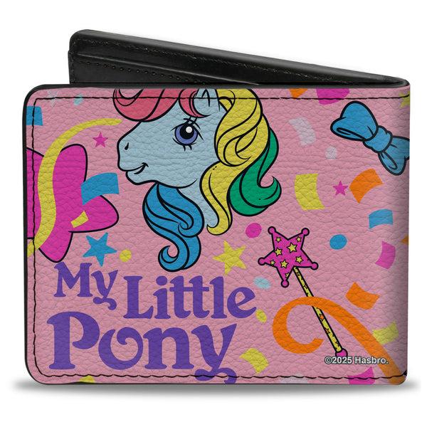 Buckle Down Bi-Fold Wallet - MY LITTLE PONY Three Pony Confetti Party And Title Logo Pink/Multi Color