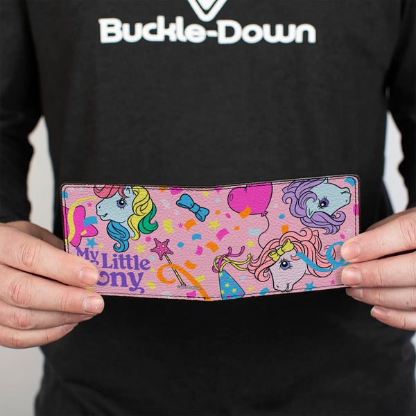 Buckle Down Bi-Fold Wallet - MY LITTLE PONY Three Pony Confetti Party And Title Logo Pink/Multi Color