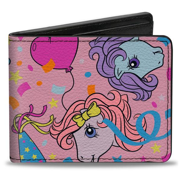 buckle down Bi-Fold Wallet - MY LITTLE PONY Three Pony Confetti Party and Title Logo Pink/Multi Color