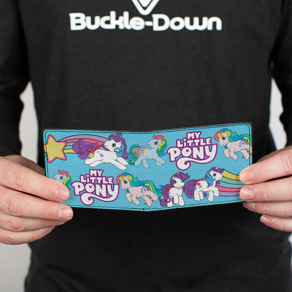Buckle Down Bi-Fold Wallet - MY LITTLE PONY Three Pony Rainbow Poses And Title Logo Blue/Multi Color