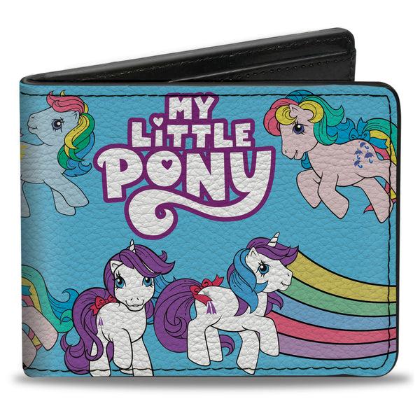 buckle down Bi-Fold Wallet - MY LITTLE PONY Three Pony Rainbow Poses and Title Logo Blue/Multi Color