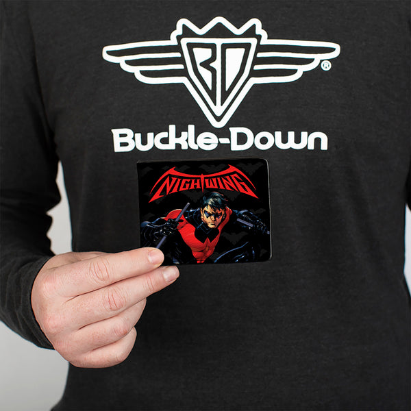 Buckle Down Bi-Fold Wallet - NIGHTWING Issue #1 Welcome To Gotham Cover Pose Logo Black Gray Red