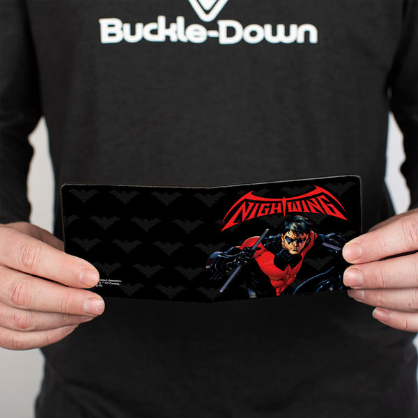 Buckle Down Bi-Fold Wallet - NIGHTWING Issue #1 Welcome To Gotham Cover Pose Logo Black Gray Red