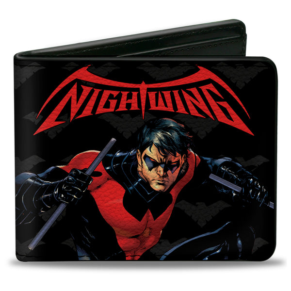 buckle down Bi-Fold Wallet - NIGHTWING Issue #1 Welcome to Gotham Cover Pose Logo Black Gray Red