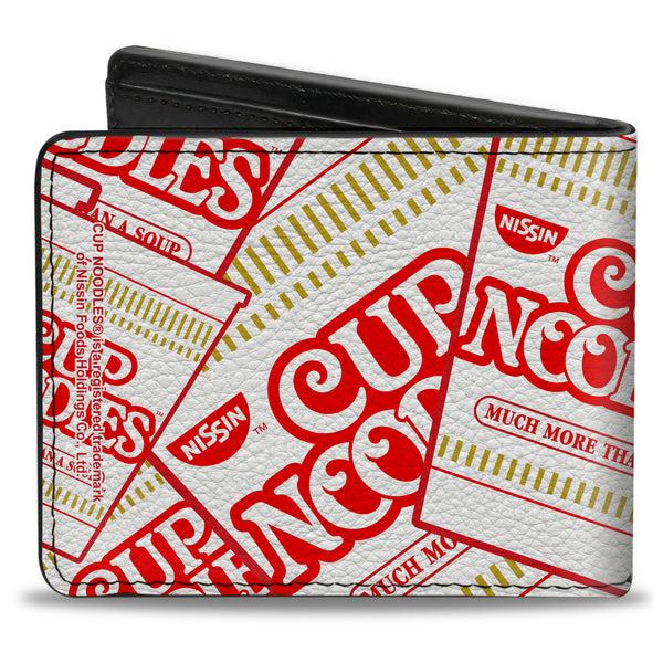 Buckle Down Bi-Fold Wallet - NISSIN CUP NOODLES Cups Stacked White Red Dark Yellow
