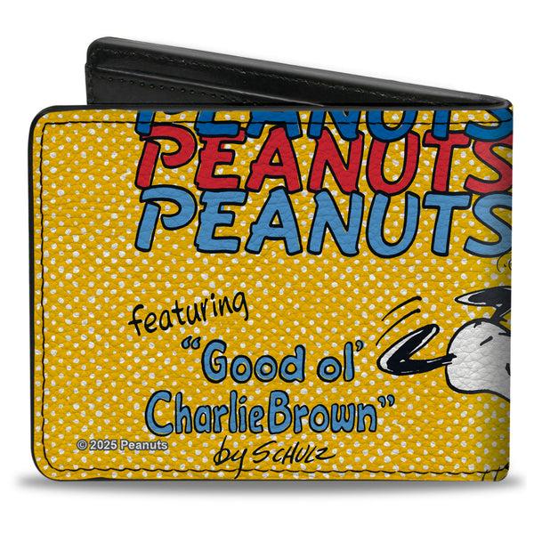 Buckle Down Bi-Fold Wallet - PEANUTS Gang FEATURING GOOD OL CHARLIE BROWN Character Poses Yellow/Multi Color