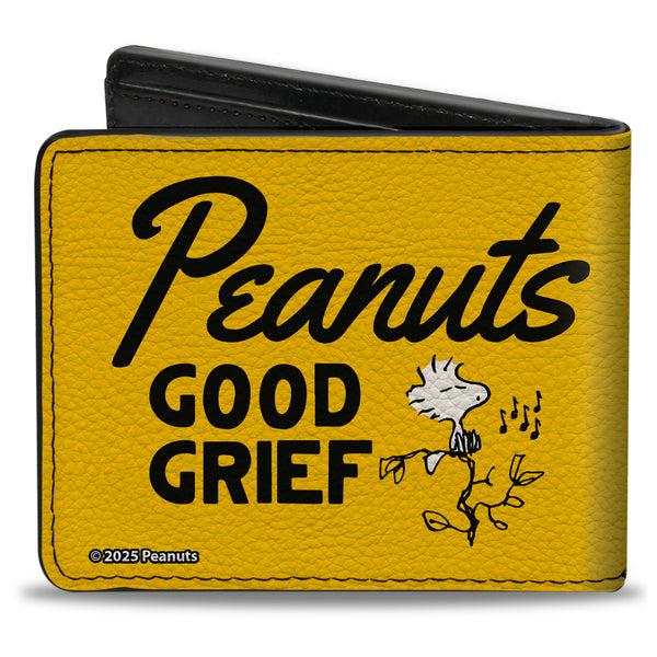 Buckle Down Bi-Fold Wallet - PEANUTS Gang SINCE 1950 GOOD GRIEF Group Pose Yellow/Black