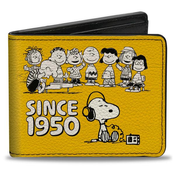 buckle down Bi-Fold Wallet - PEANUTS Gang SINCE 1950 GOOD GRIEF Group Pose Yellow/Black