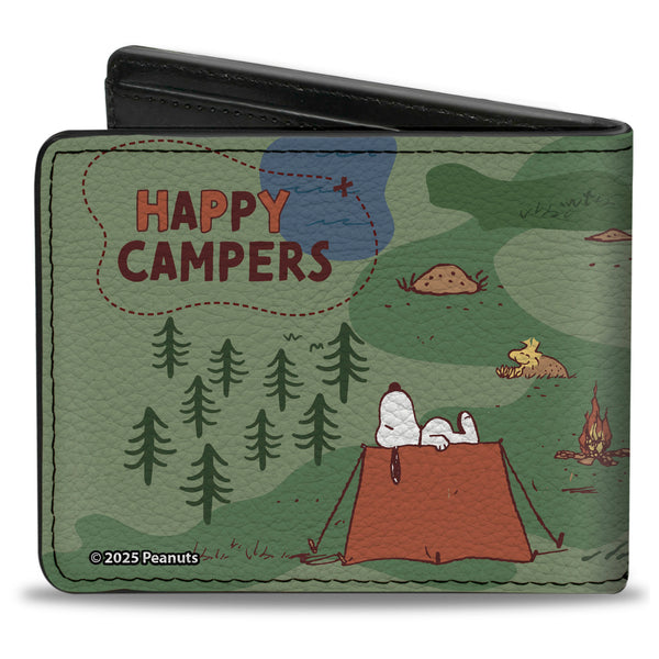 Buckle Down Bi-Fold Wallet - Peanuts HAPPY CAMPER BEAGLE SCOUTS Scenes