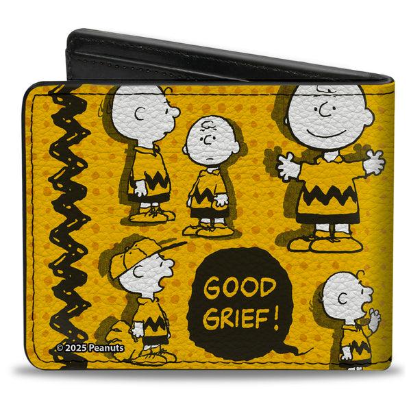 Buckle Down Bi-Fold Wallet - Peanuts I AM CHARLIE BROWN Poses And Zig Zag Stripe Yellows/Black