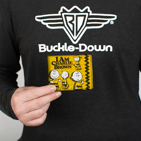 Buckle Down Bi-Fold Wallet - Peanuts I AM CHARLIE BROWN Poses And Zig Zag Stripe Yellows/Black