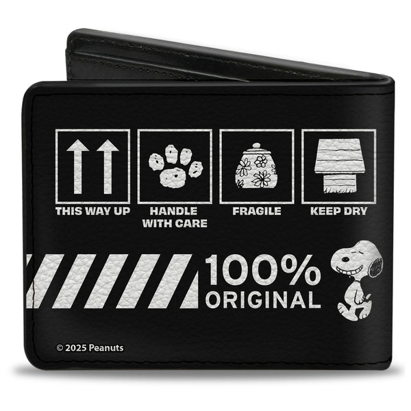 Buckle Down Bi-Fold Wallet - Peanuts SNOOPY Care Symbols 100% ORIGINAL Black/White