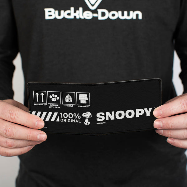 Buckle Down Bi-Fold Wallet - Peanuts SNOOPY Care Symbols 100% ORIGINAL Black/White