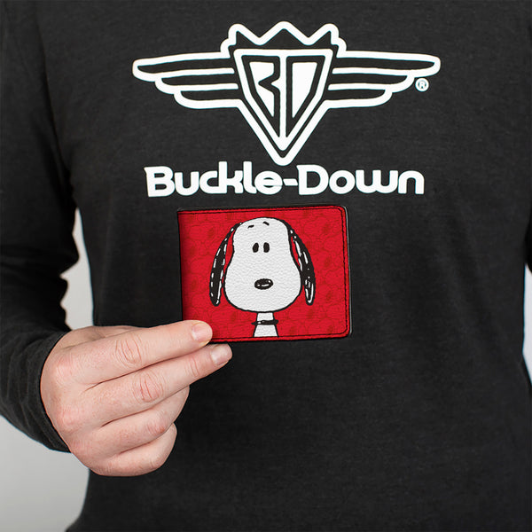 Buckle Down Bi-Fold Wallet - Peanuts Snoopy Face And Profile Pose Reds