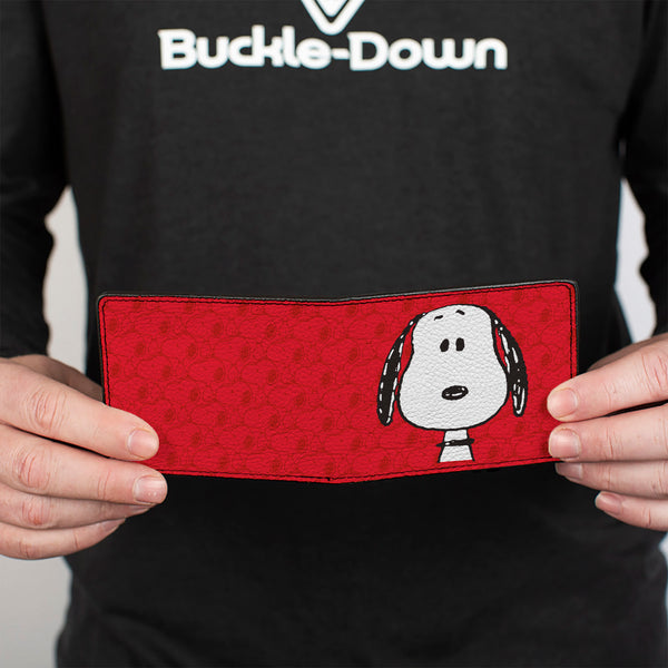 Buckle Down Bi-Fold Wallet - Peanuts Snoopy Face And Profile Pose Reds
