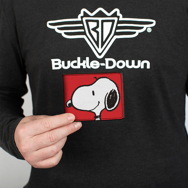 Buckle Down Bi-Fold Wallet - Peanuts Snoopy Smiling Profile Pose Red