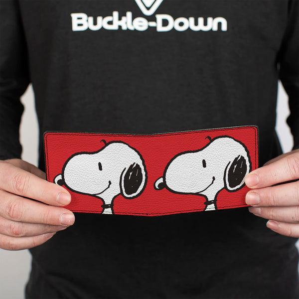 Buckle Down Bi-Fold Wallet - Peanuts Snoopy Smiling Profile Pose Red