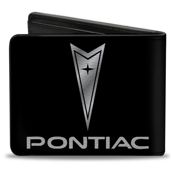 Buckle Down Bi-Fold Wallet - Pontiac Black Silver Logo CENTERED