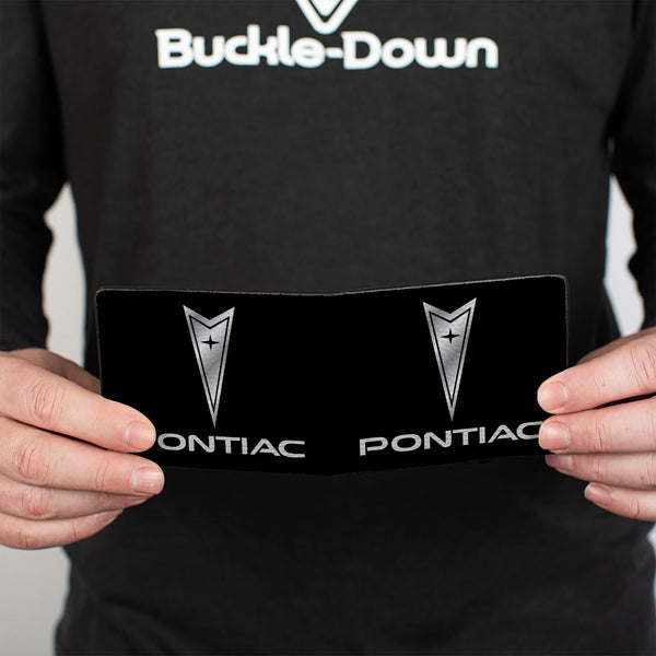 Buckle Down Bi-Fold Wallet - Pontiac Black Silver Logo CENTERED