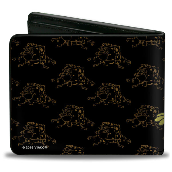 Buckle Down Bi-Fold Wallet - Primitive Sponge Pose Pose Outline Black Brown