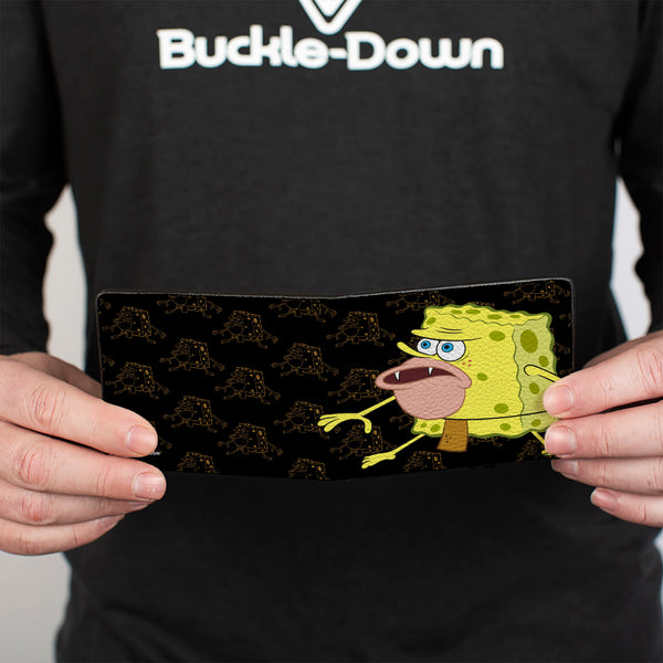 Buckle Down Bi-Fold Wallet - Primitive Sponge Pose Pose Outline Black Brown