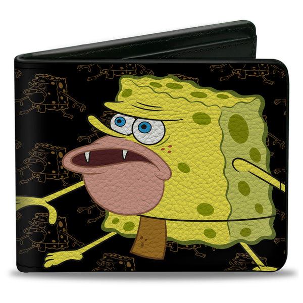 buckle down Bi-Fold Wallet - Primitive Sponge Pose Pose Outline Black Brown