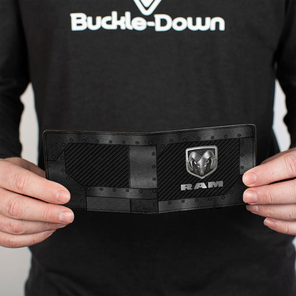 Buckle Down Bi-Fold Wallet - RAM Logo Armor Black Grays Silvers