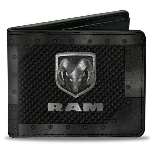 buckle down Bi-Fold Wallet - RAM Logo Armor Black Grays Silvers