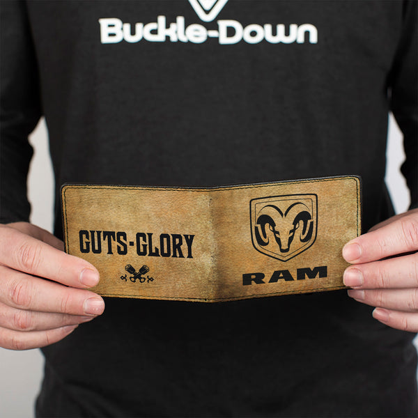 Buckle Down Bi-Fold Wallet - RAM Logo + GUTS-GLORY Pistons Weathered Black