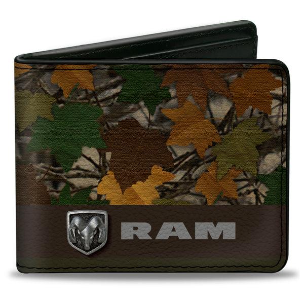 buckle down Bi-Fold Wallet - RAM Logo Leaf Camo Browns Greens Silvers