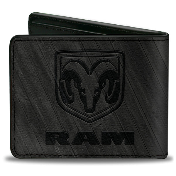 Buckle Down Bi-Fold Wallet - RAM Logo Wood Grain Grays