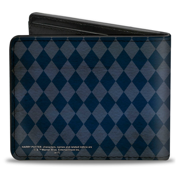 Buckle Down Bi-Fold Wallet - RAVENCLAW Crest Diamonds Weathered Blues Gold