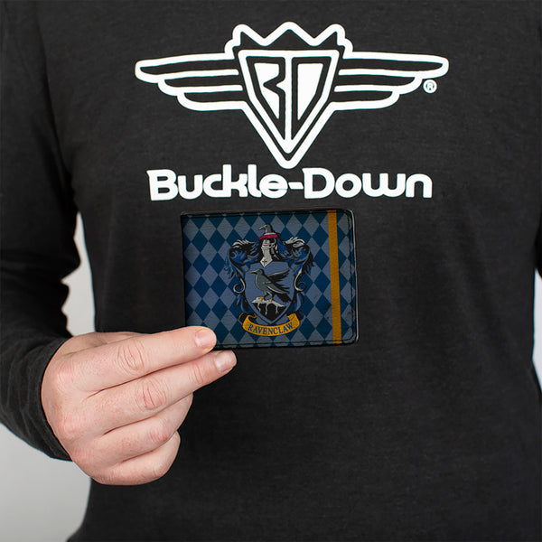 Buckle Down Bi-Fold Wallet - RAVENCLAW Crest Diamonds Weathered Blues Gold