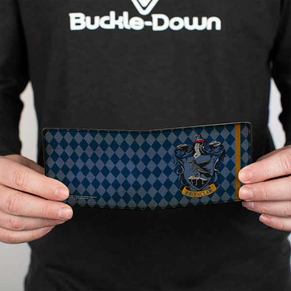 Buckle Down Bi-Fold Wallet - RAVENCLAW Crest Diamonds Weathered Blues Gold