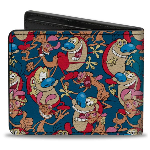Buckle Down Bi-Fold Wallet - REN AND STIMPY Multi-Pose Collage Blue