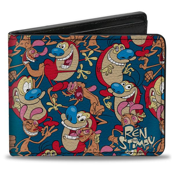 buckle down Bi-Fold Wallet - REN AND STIMPY Multi-Pose Collage Blue
