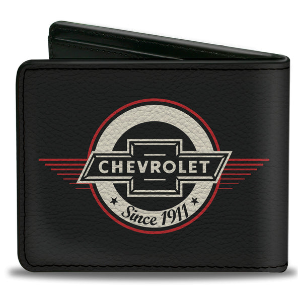 Buckle Down Bi-Fold Wallet - Retro Chevy Bowtie SINCE 1911 Black Red Ivory