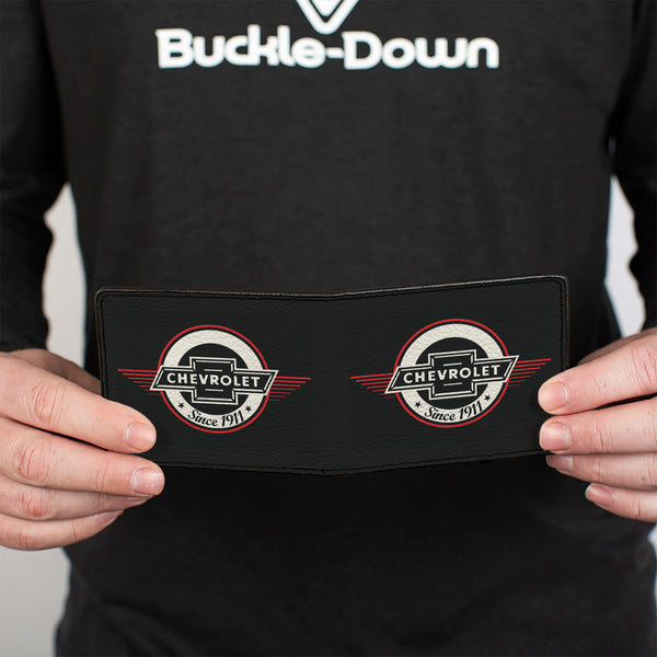 Buckle Down Bi-Fold Wallet - Retro Chevy Bowtie SINCE 1911 Black Red Ivory