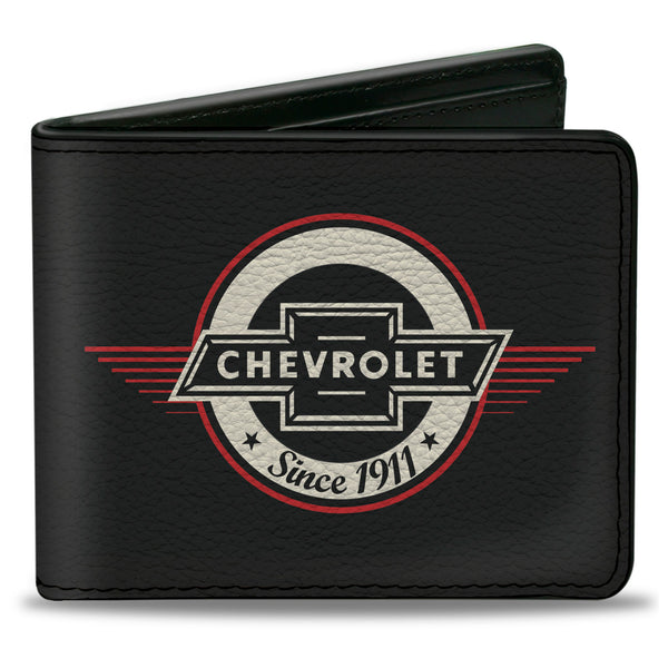 buckle down Bi-Fold Wallet - Retro Chevy Bowtie SINCE 1911 Black Red Ivory