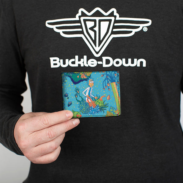 Buckle Down Bi-Fold Wallet - Rick And Morty Botanical Garden Collage Blue