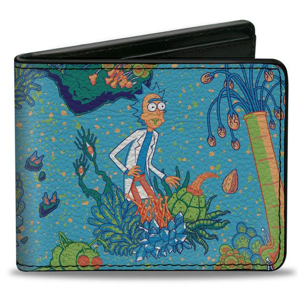 buckle down Bi-Fold Wallet - Rick and Morty Botanical Garden Collage Blue