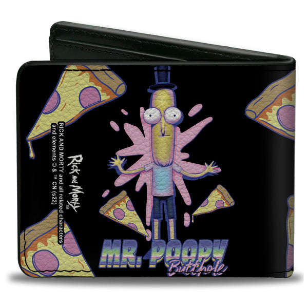 Buckle Down Bi-Fold Wallet - Rick And Morty MR. POOPY BUTTHOLE Pizza Pose Black