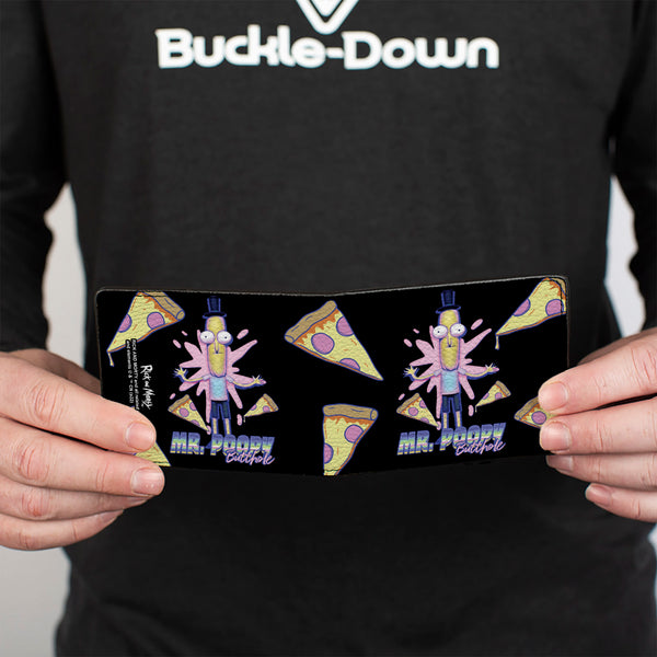 Buckle Down Bi-Fold Wallet - Rick And Morty MR. POOPY BUTTHOLE Pizza Pose Black