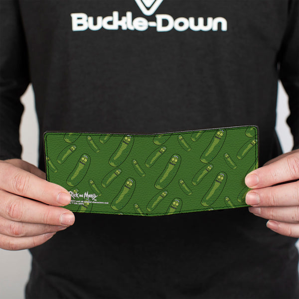 Buckle Down Bi-Fold Wallet - Rick And Morty Pickle Rick Pose Scattered Greens